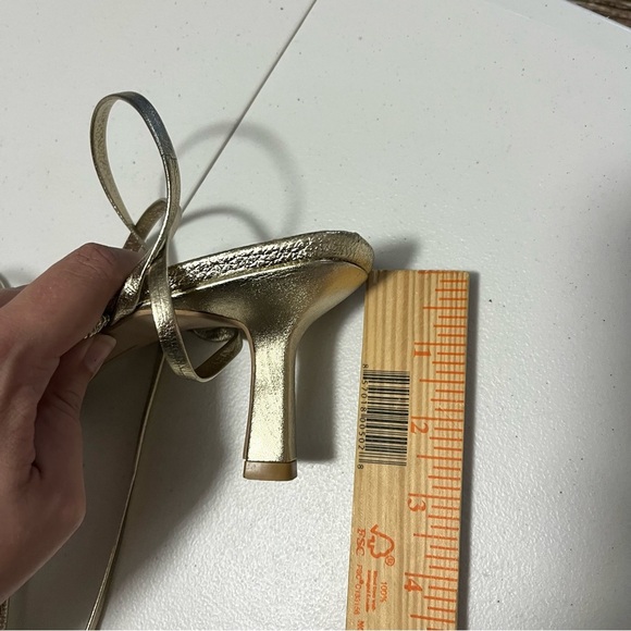 Dolce Vita Malabo Platinum Gold Metallic Leather Strappy Heels Shoes Size 9 - Picture 9 of 9